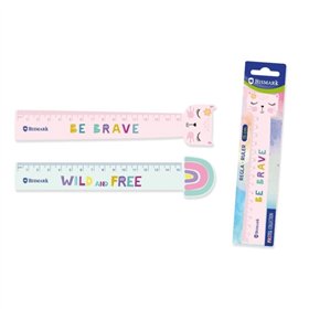 Régua Bismark de 15 cm com Decorações de Frases Motivacionais - Feita de Plástico - Ideal para a Escola - 2 Modelos Diferentes