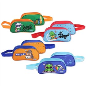 Estojo oval Bismark Lovely Animals em 2 cores - 3 compartimentos - 4 designs diferentes