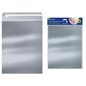 Conjunto de 4 envelopes metálicos Bismark - Medidas: 324 x 254 mm - Fecho autoadesivo - Ideal para presentes - Cor: Prata