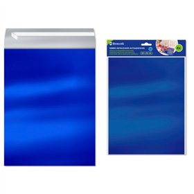 Conjunto de 4 envelopes metálicos Bismark - Medidas: 324 x 254 mm - Fecho autoadesivo - Ideal para presentes - Azul metálico