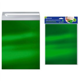 Conjunto de 4 envelopes metálicos Bismark - Medidas: 324 x 254 mm - Fecho autoadesivo - Ideal para presentes - Verde metálico