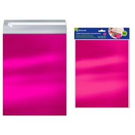 Conjunto de 4 envelopes metálicos Bismark - Medidas: 324 x 254 mm - Fecho autoadesivo - Ideal para presentes - Rosa metálico