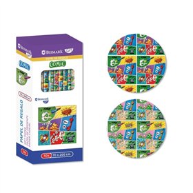 Rolo de Papel de Presente Bismark Comic - Mede 70cm x 200cm - 2 Designs Diferentes