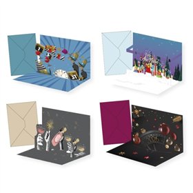 Cartão de Ano Novo Bismark Pop-Up com Envelope - Decorado com Folha Metálica e Relevo Pop-Up