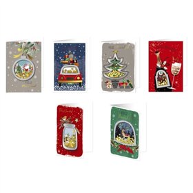 Cartão de Natal Bismark com Envelope - Decorado com Confete - 6 Modelos Diferentes