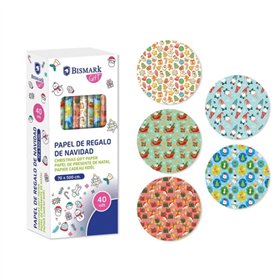 Rolo de Papel de Embrulho para Presente de Natal Bismark - Mede 70cm x 500cm - 5 Designs Diferentes