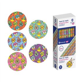 Rolo de Papel de Presente Bismark Emojis - Mede 70cm x 200cm - 5 Estampas Diferentes