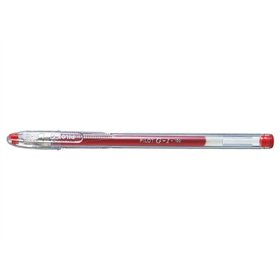 Caneta em gel Pilot G1 - Recarregável - Ponta esferográfica de 0,5 mm - Traço de 0,3 mm - Corpo transparente - Vermelha