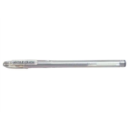Caneta em gel Pilot G1 - Recarregável - Ponta esferográfica de 0,7 mm - Traço de 0,32 mm - Corpo transparente - Prateada