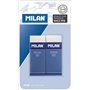 Borrachas retangulares Milan Nata 320, pacote com 2 unidades - Plástico - Faixa de papelão azul - Para todos os tipos de superfí