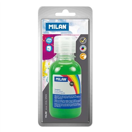 Tinta têmpera Milan em frasco de 125ml - Tampa dosadora - Secagem rápida - Misturável - Verde claro