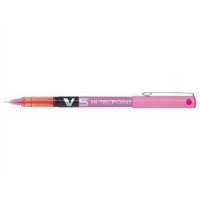Caneta Rollerball Pilot V5 HI-Tecpoint com Tinta Líquida - Ponta Fina de 0,5 mm - Profundidade de 0,3 mm - Cor Rosa