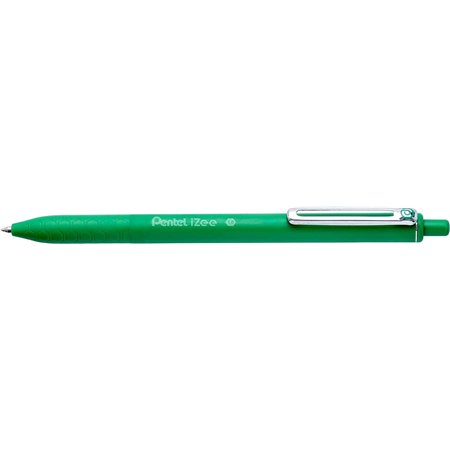 Caneta Esferográfica Retrátil Pentel iZee - Ponta de 0,7 mm - Espessura da Linha de 0,35 mm - Clipe Metálico - Verde