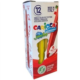 Marcador Carioca Jumbo - Corpo Maxi Octogonal - Tinta Super Lavável - Ponta Maxi Bloqueada de 6mm - Tampa Ventilada - Amarelo