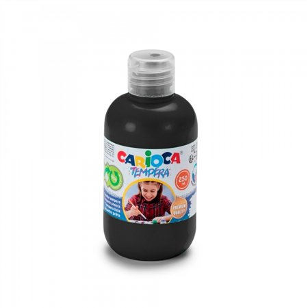 Tinta têmpera Carioca em frasco de 250ml - Cores super laváveis - Fácil de misturar - Aplicável em materiais porosos - Alta opac
