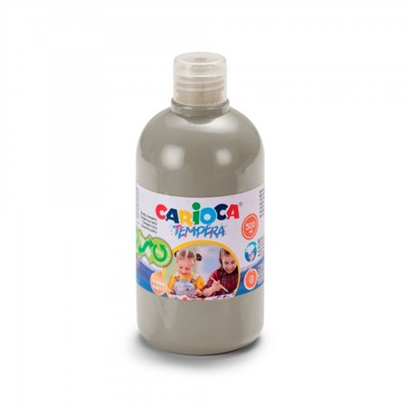 Tinta têmpera Carioca em frasco de 500ml - Super lavável - Fácil de misturar - Alta opacidade - Cor prata