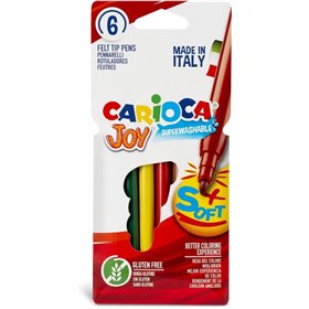 Conjunto de 6 marcadores de ponta fina Carioca Joy em papelão - Ponta de 2,6 mm - Super laváveis - Ideais para desenho e coloraç