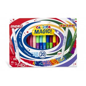 Kit com 20 Marcadores Mágicos Carioca - Tinta Mágica que Muda de Cor - Inclui Marcador Magink para Alterar ou Apagar Cores - Pon