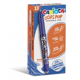 Canetas apagáveis Carioca Oops Pop - Sensíveis ao calor - Empunhadura texturizada - Ponta de 0,7 mm - Borracha dupla - Refis com