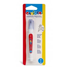 Caneta Corretiva Carioca 7ml - Ponta de Metal Durável e Precisa - Adequada para Todos os Tipos de Papel - Secagem Rápida - Branc