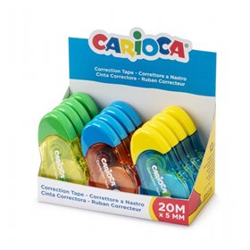 Carioca Tape - Pacote com 12 rolos de fita corretiva - 20m x 5mm - Cobertura total - Reescreva imediatamente - Ideal para qualqu