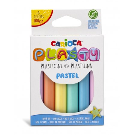 Carioca Pacote com 6 Massas de Modelar em Tons Pastel - Fácil de Usar - Não Seca - Reutilizável - Cores Vibrantes e Misturáveis 