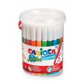 Carioca Pacote Jumbo com 50 Marcadores - Corpo Maxi Octogonal - Tinta Super Lavável - Ponta Maxi Bloqueada de 6mm - Tampa Ventil