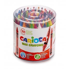 Conjunto de 100 giz de cera Carioca - Cores vibrantes - Laváveis - Diâmetro do corpo: 8 mm - Cores sortidas