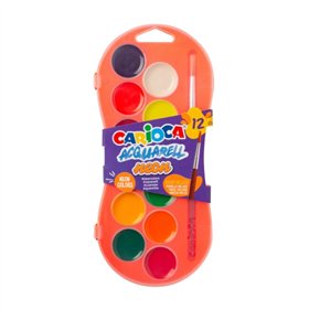 Conjunto de 12 pastilhas de aquarela neon Carioca Ø 30mm - Cores vibrantes - Fácil de misturar - Cores neon sortidas