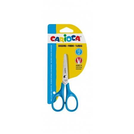 Tesoura Carioca Pequena 13cm - Ponta Redonda - Aço Inoxidável - Confortável para Destros e Canhotos - Azul