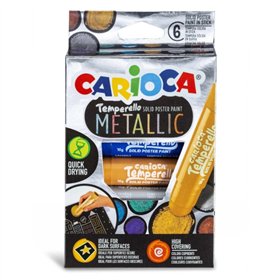 Carioca Temperello Metallic - Kit com 8 Tintas Têmpera Sólidas - Alta Cobertura - Fácil de Misturar - Sem Solventes e Lavável - 