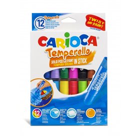 Carioca Temperello - Pacote com 12 Tintas Têmpera Sólidas - Cores Vibrantes e Laváveis - Ótima Cobertura - Fácil de Misturar - S