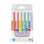 Conjunto de 6 Marcadores de Texto Carioca em Tons Pastel - Tinta à Base de Água - Ponta Chanfrada - Tinta Lavável - Cores Sortid