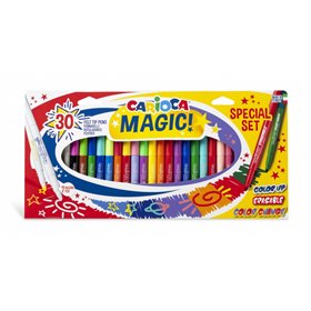 Kit com 30 Marcadores Mágicos Carioca - Tinta Mágica que Muda de Cor - Inclui Borracha Magink para Alterar ou Apagar as Cores - 