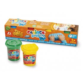 Kit Carioca Baby Do com 4 potes de massa de modelar de 150ml - Super leve, elástica e maleável - Ideal para as primeiras experiê