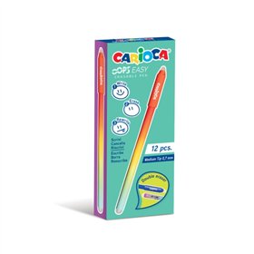 Caneta Carioca Oops Easy Apagável com Ponta de 0,7 mm - Tinta Termossensível - Corpo com Efeito Degradê - Borracha Dupla - Verme