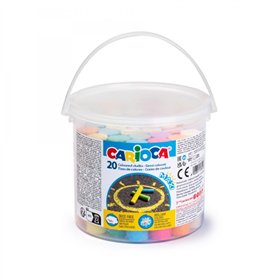 Carioca Pacote com 20 Maxi Giz em Pote com Alça - Sem Pó - Cores Vibrantes - Lavável - Fácil de Apagar - Cores Sortidas
