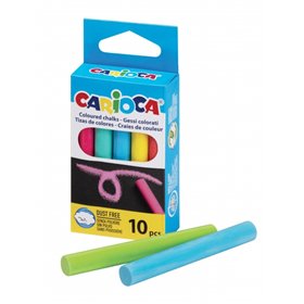 Pacote com 10 giz Carioca padrão - Sem pó - Cores vibrantes - Laváveis - Fáceis de apagar - Cores sortidas