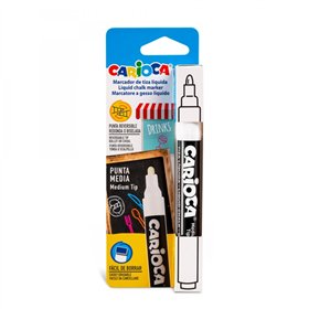 Marcador de giz líquido Carioca - À base de água - Ponta reversível - Resistente à luz - Fácil de apagar - Adequado para quadros