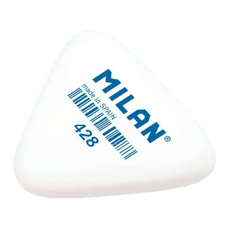Borracha triangular espessa Milan 428 - Tipo granulado - Borracha sintética - Branca