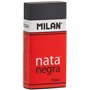 Borracha retangular Milan Nata 7024 - Plástico - Faixa de papelão vermelha - Embalada individualmente - Extra macia - Preta