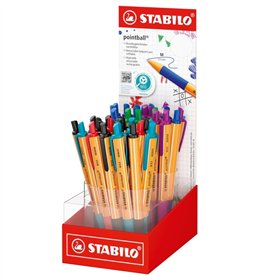 Suporte de exibição Stabilo Pointball com 38 canetas retráteis - ponta de 1 mm - tinta à base de óleo - recarregáveis - 87% de p