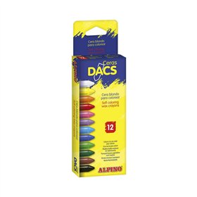 Conjunto de 12 giz de cera Alpino Dacs em cores suaves - Textura cremosa - Misturáveis - Pintura macia e opaca - Coloridos e cri