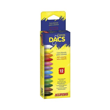 Conjunto de 12 giz de cera Alpino Dacs em cores suaves - Textura cremosa - Misturáveis - Pintura macia e opaca - Coloridos e cri