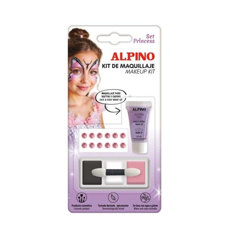 Conjunto de Maquiagem Alpino Princess - Sai com água e sabão - Testado dermatologicamente - Cores sortidas
