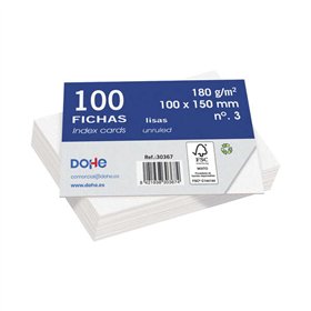 Fichas de índice em papel cartão offset branco Dohe - 180g - Pacote com 100 unidades