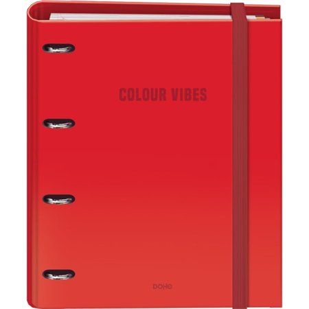 Pasta Dohe Colour Vibes com 4 argolas, cores sortidas, 35 mm, refil com 100 folhas, quadriculado de 5 mm - formato A4 - fechamen