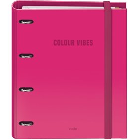 Pasta Dohe Colour Vibes com 4 argolas, cores sortidas, 35 mm, refil com 100 folhas, quadriculado de 5 mm - formato A4 - fechamen