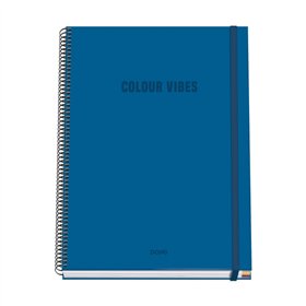 Caderno espiral Dohe Colour Vives A4, 100 folhas microperfuradas, quadriculado de 5 mm - Capa dura de cartão - Fecho elástico - 