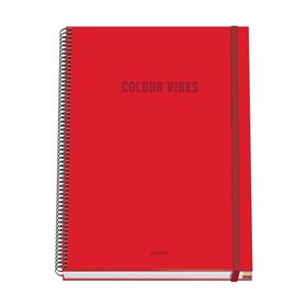 Caderno espiral Dohe Colour Vives A4, 100 folhas microperfuradas, quadriculado de 5 mm - Capa dura de cartão - Fecho elástico - 